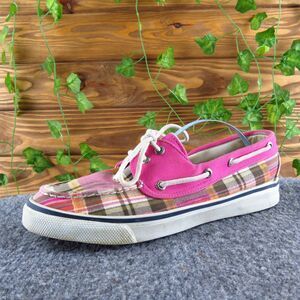 SPERRY‎ Women's Plaid Boat Shoe Pink Fabric Sz 7 Medium Gently Used 2025